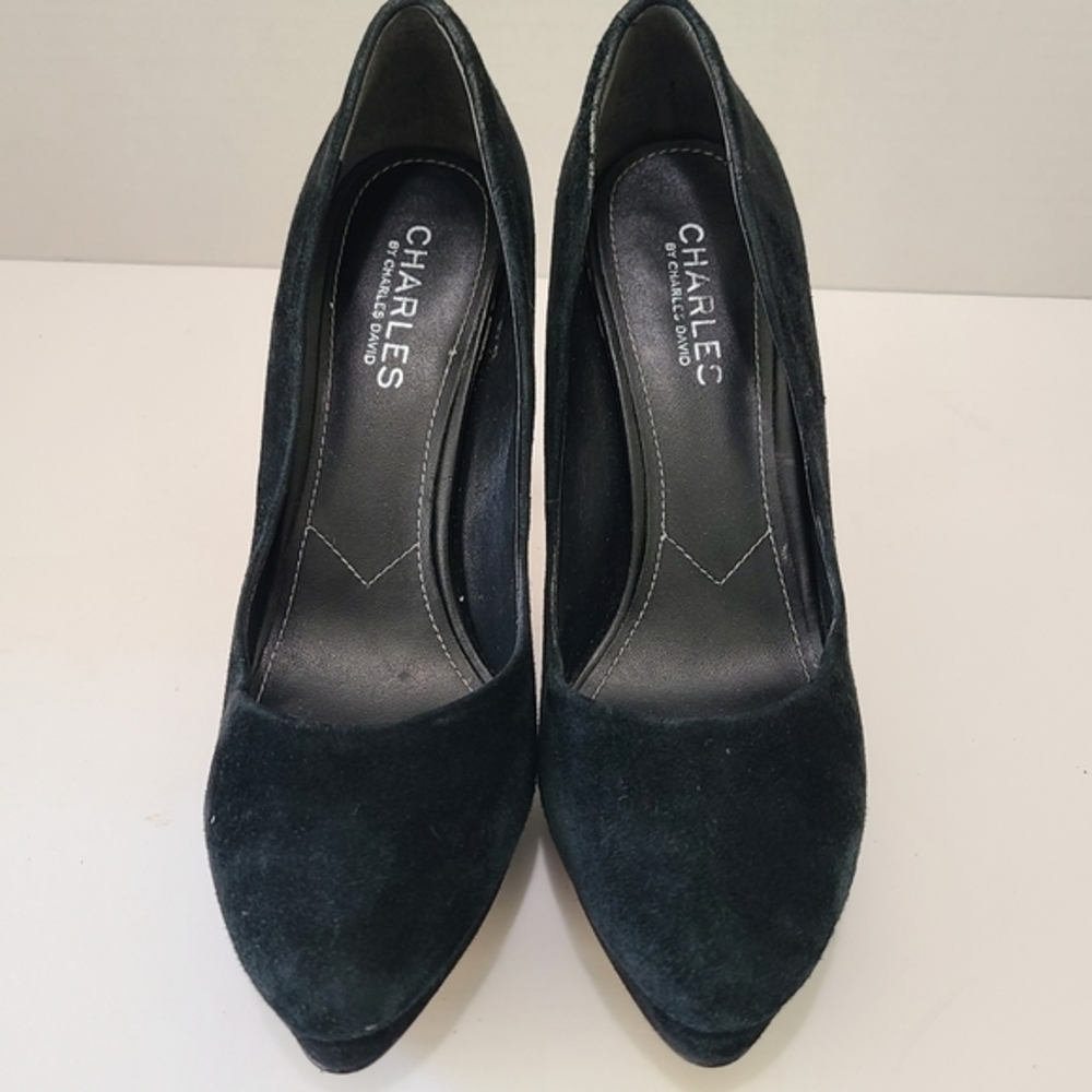 Black Charles David Suede Platform Heels Size 7.5 - Picture 2 of 6